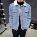 Veste-en-jean-homme-moumoute-bleue-avec-col-fourrure