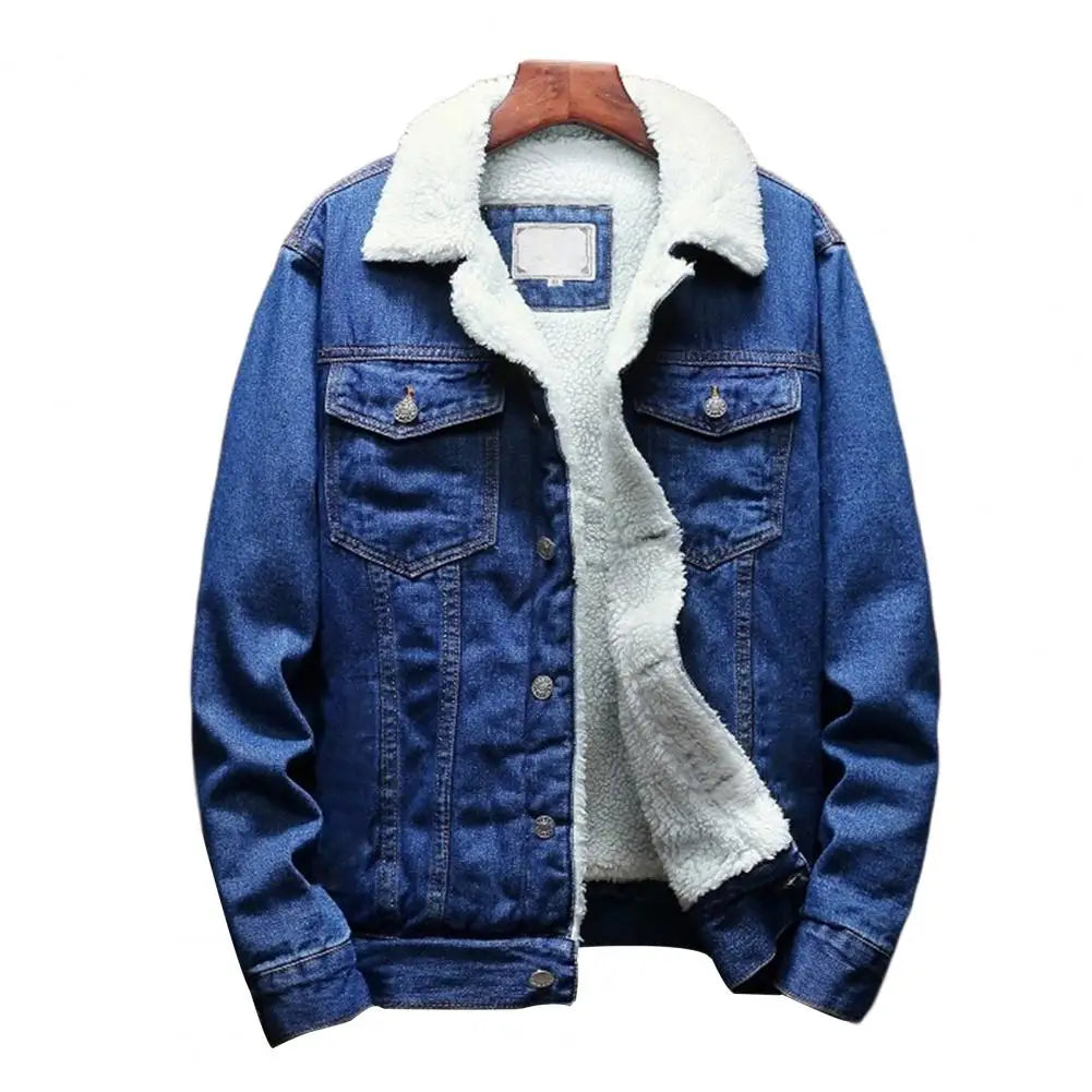 Blouson-jean-bleu-doublure-sherpa-avec-col-chaud