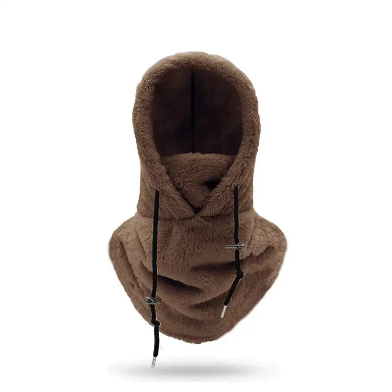 Cagoule-chaude-en-peluche-marron