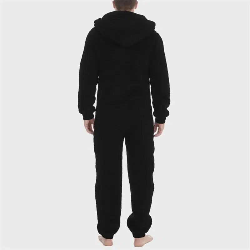 Combinaison-douce-homme-pyjama-noire-avec-fermeture-zippée
