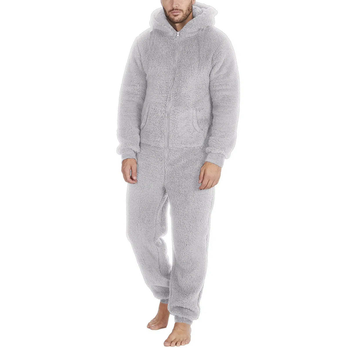 Combinaison-pyjama-zippee-homme-gris-avec-capuche-chaude