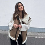 Femme-en-veste-reversible-moumoute-marron