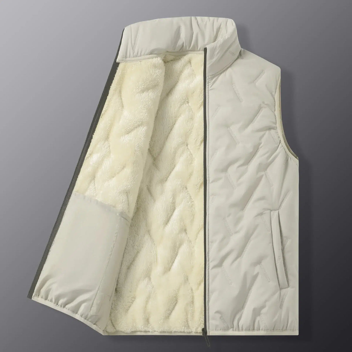 Gilet-matelasse-homme-beige-sans-manches-doublure-chaude