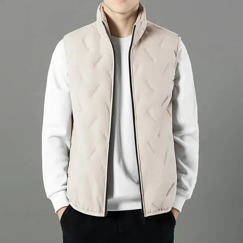Gilet-matelasse-sans-manches-homme-beige-doublure-moumoute