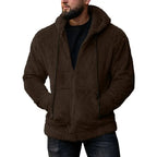 Hoodie-douillet-marron-fourre-avec-capuche-zip