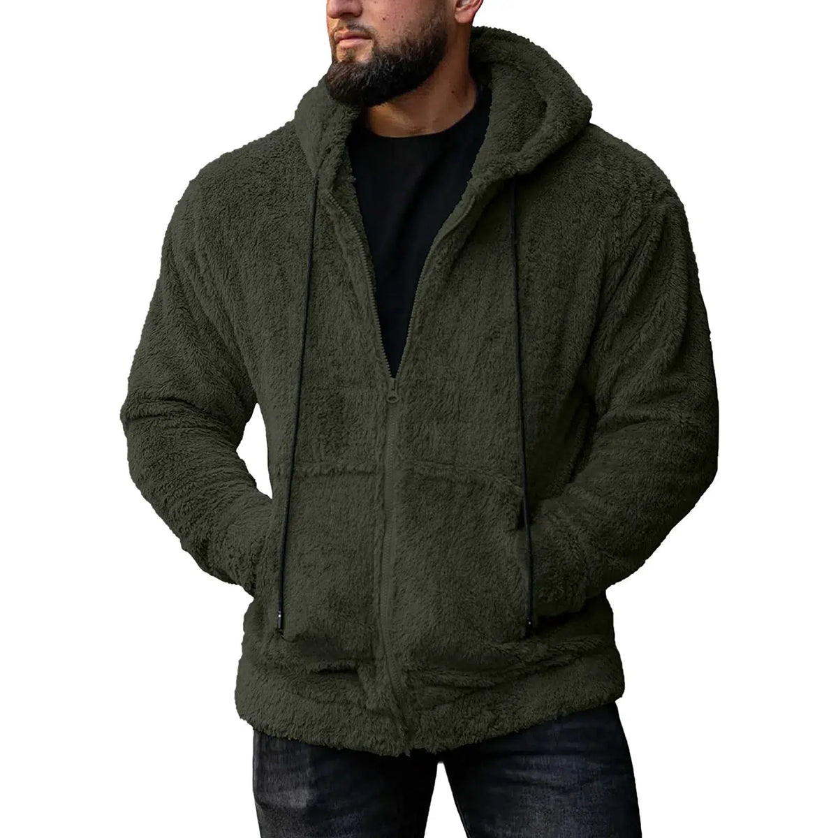 Hoodie-fourre-vert-confort-capuche-chaude-zip