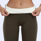 Legging-marron-polaire-avec-doublure-blanche-doux