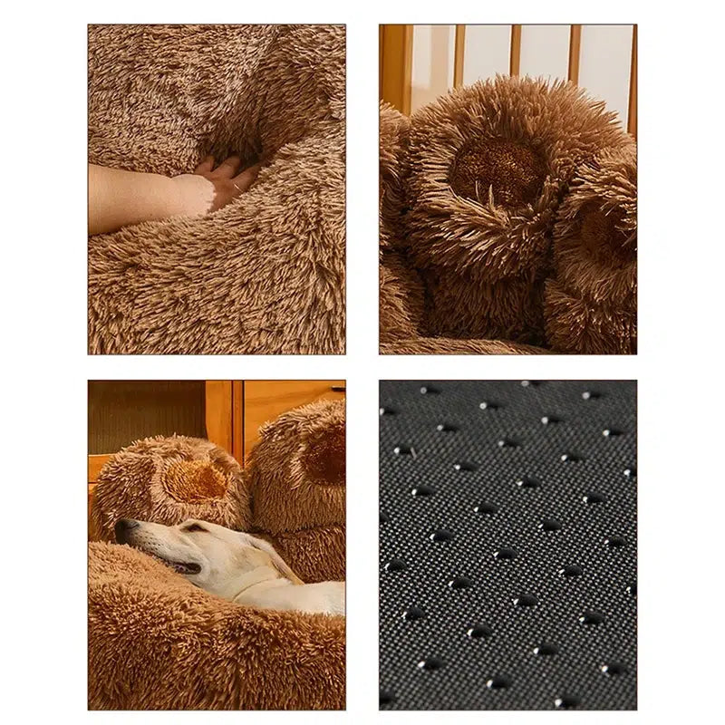 Lit-confortable-marron-en-moumoute-pour-chien