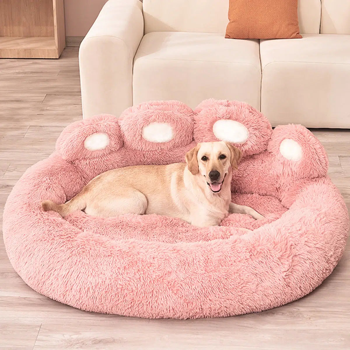 Panier-doux-rose-pour-chien-confortable