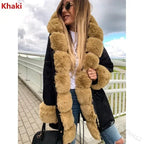 Parka-femme-noire-avec-fourrure-capuche-kaki