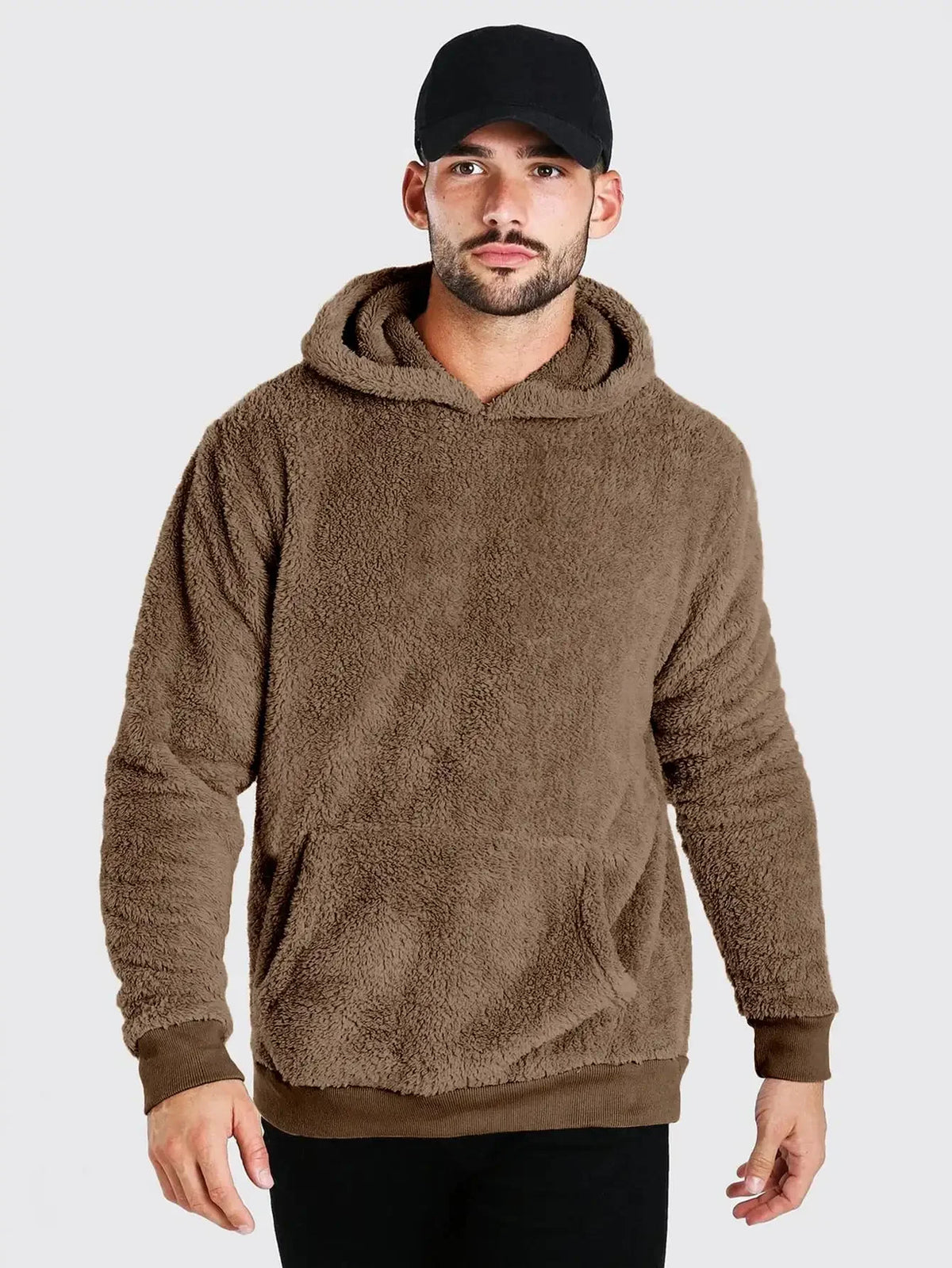 Pull-molletonne-homme-taupe-avec-poche-kangourou