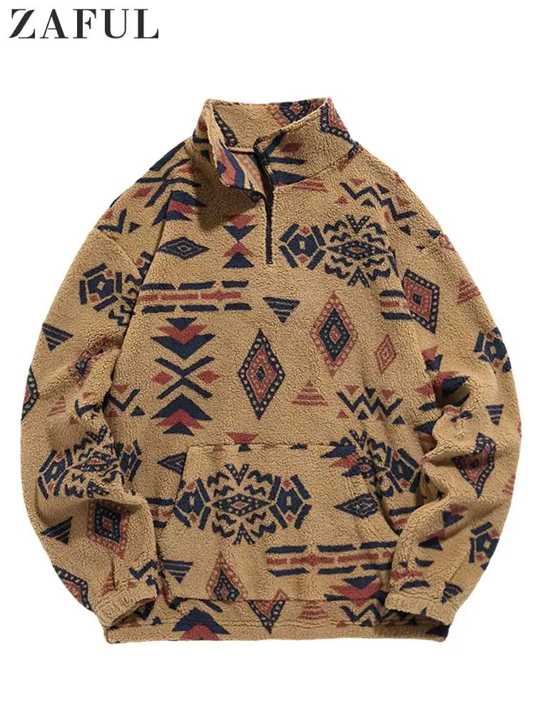 Pull-polaire-beige-tribal-doux