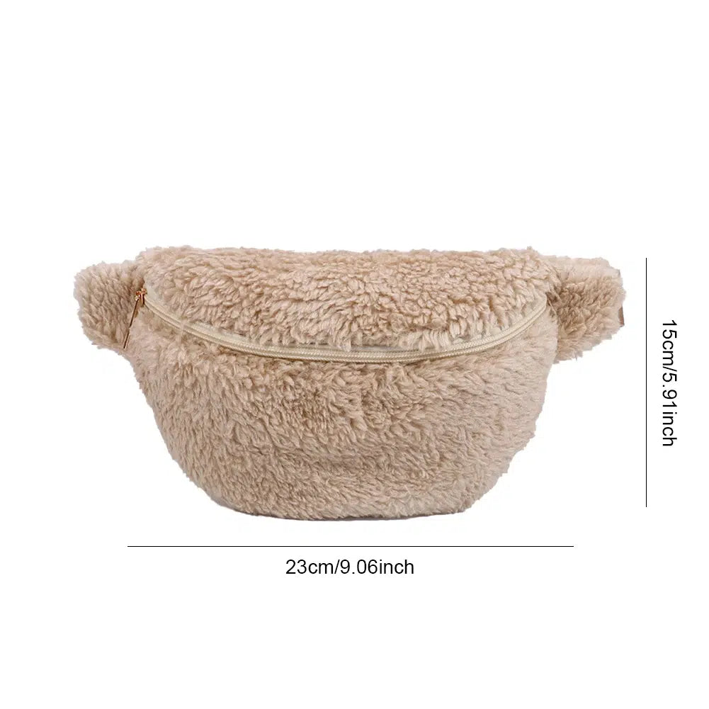 Sac-banane-fluffy-beige-avec-sangle-reglable