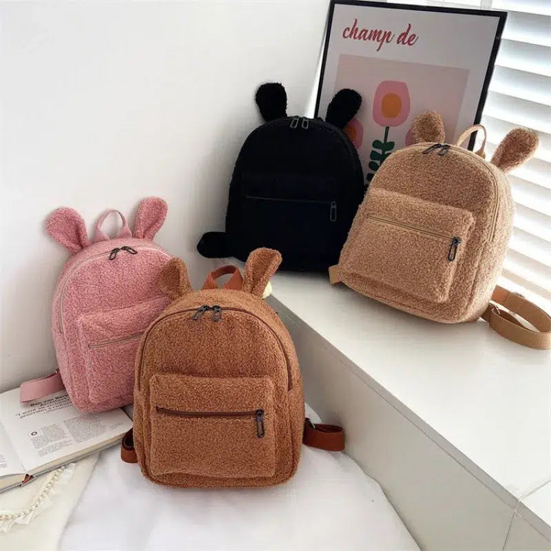 Sac-dos-doux-rose-pale-marron-noir-avec-fermeture-eclair