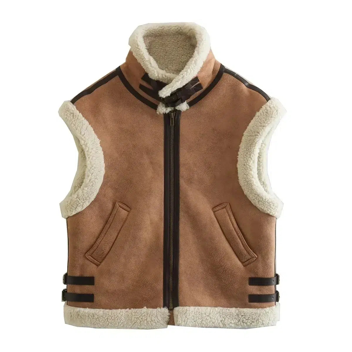 Style-chic-avec-veste-reversible-marron-peluche