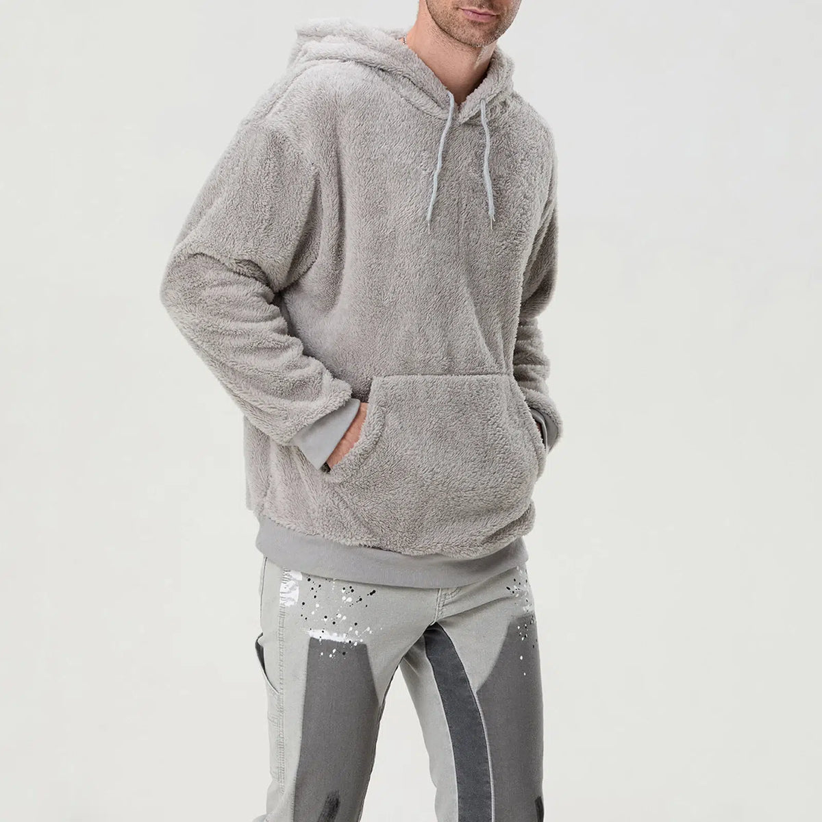 Sweat-a-capuche-pilou-pilou-gris