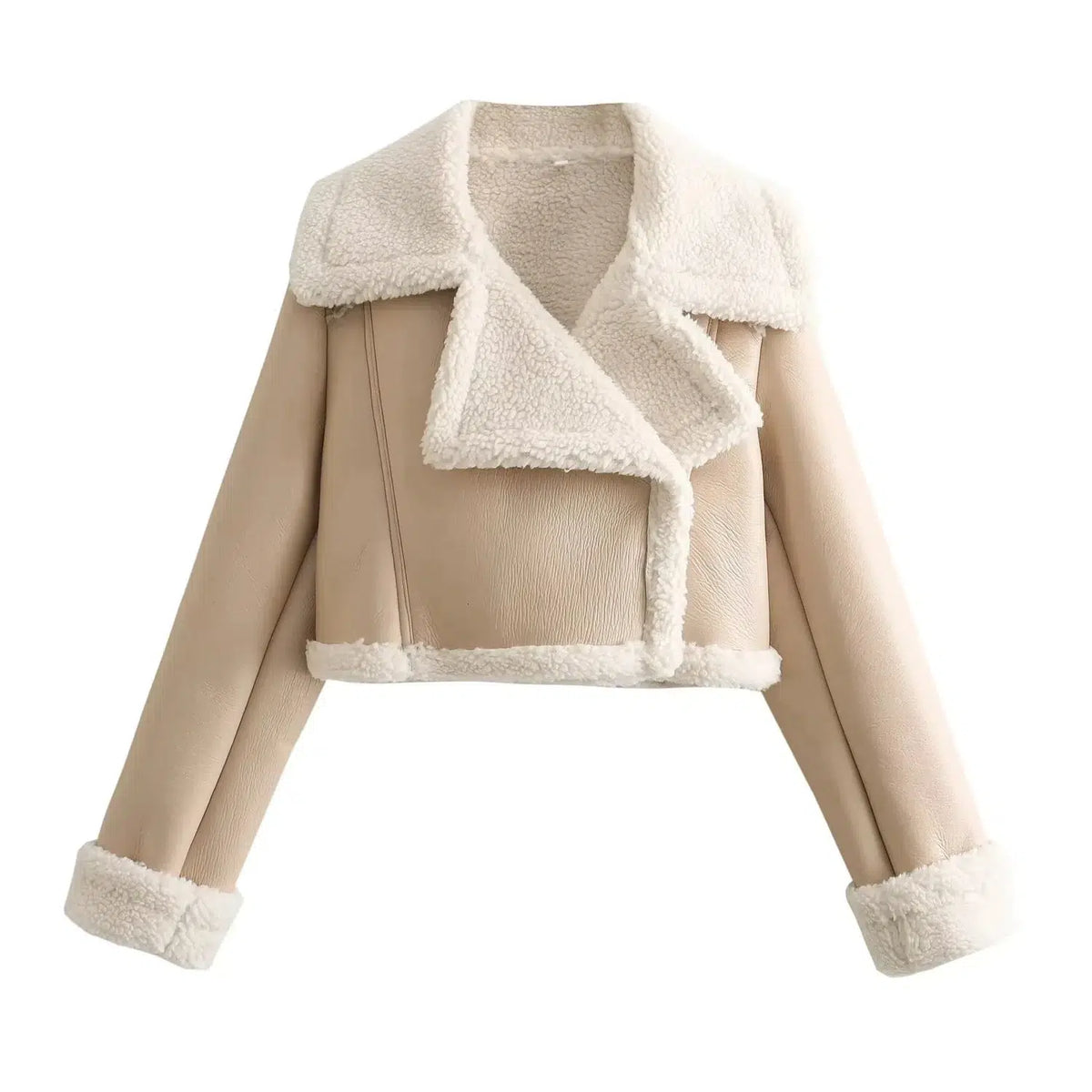 Veste-beige-style-biker-avec-doublure-moumoute