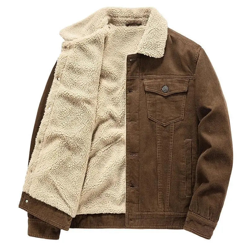 Veste-marron-cotele-sherpa-epaisse