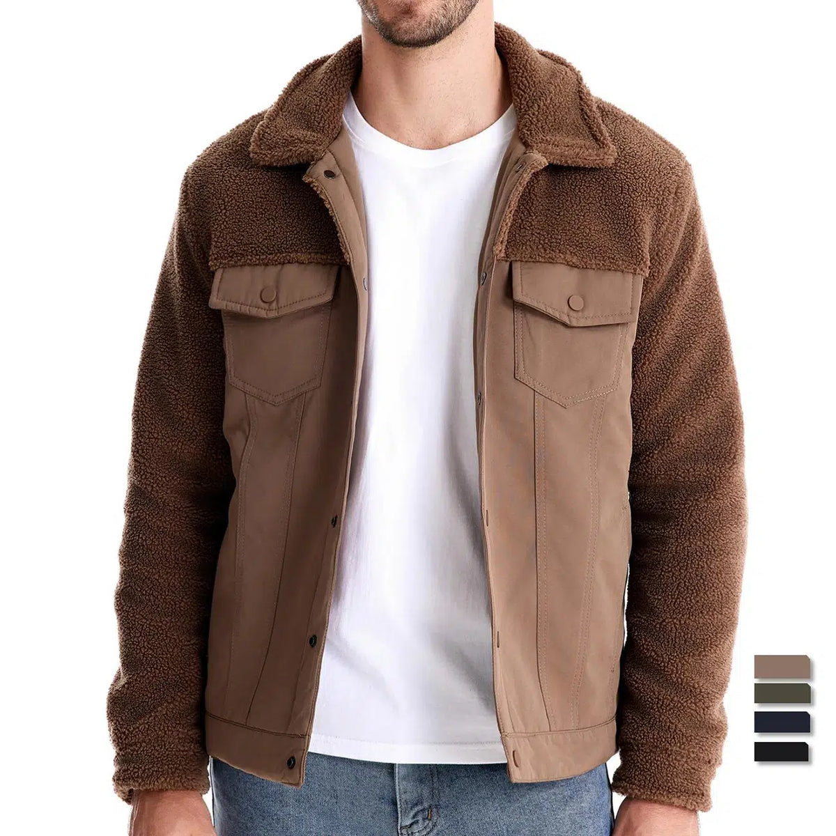 Veste-marron-duveteuse-pour-homme