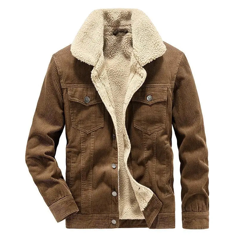 Veste-marron-en-velours-cotele-peluche