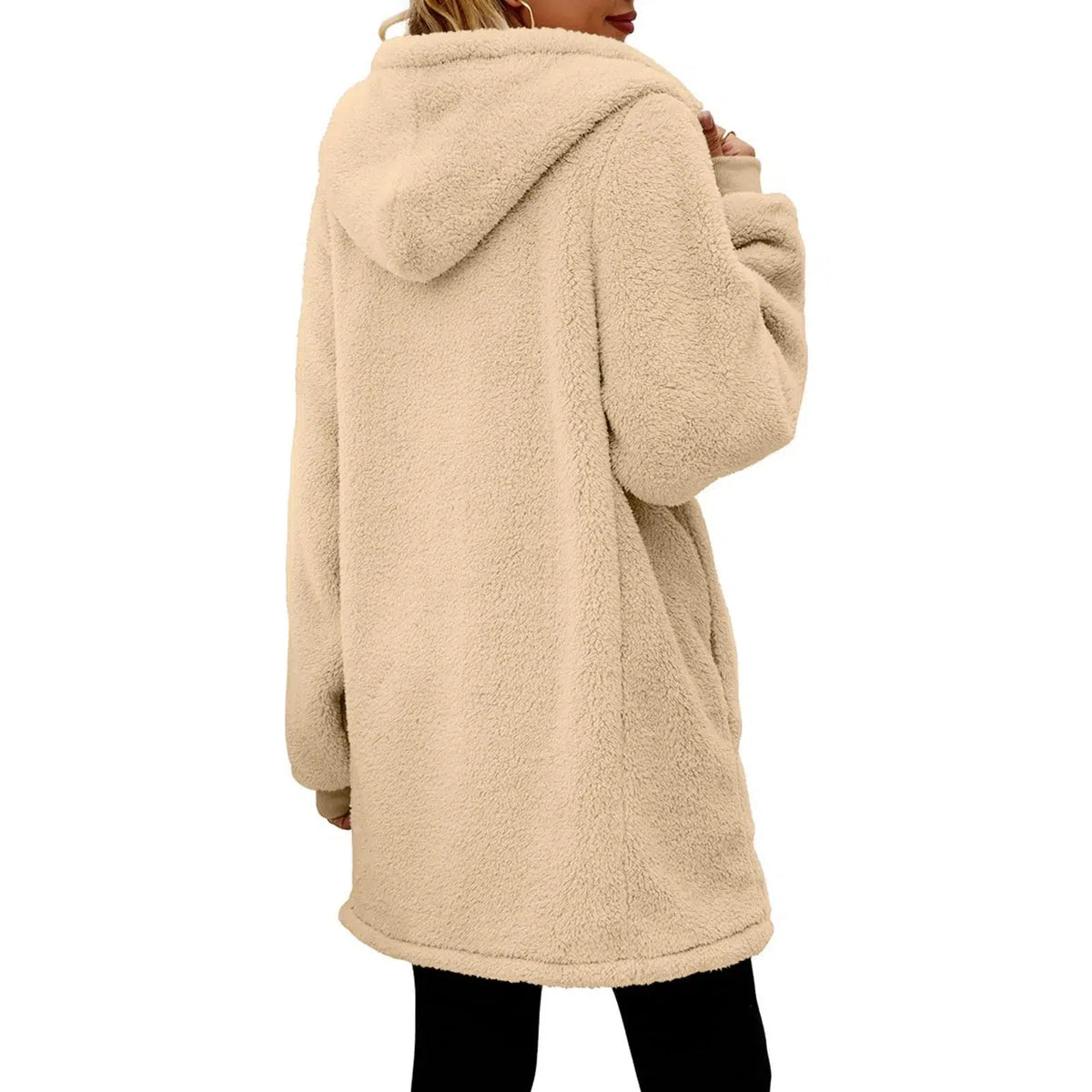 Veste-moumoute-beige-longue-avec-fermeture-eclair