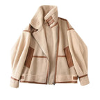 Veste-moumoute-beige-zippee-avec-col-fourrure