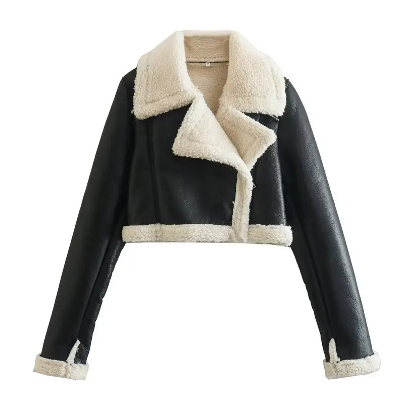Veste-noire-cuir-doublee-moumoute-style-motard