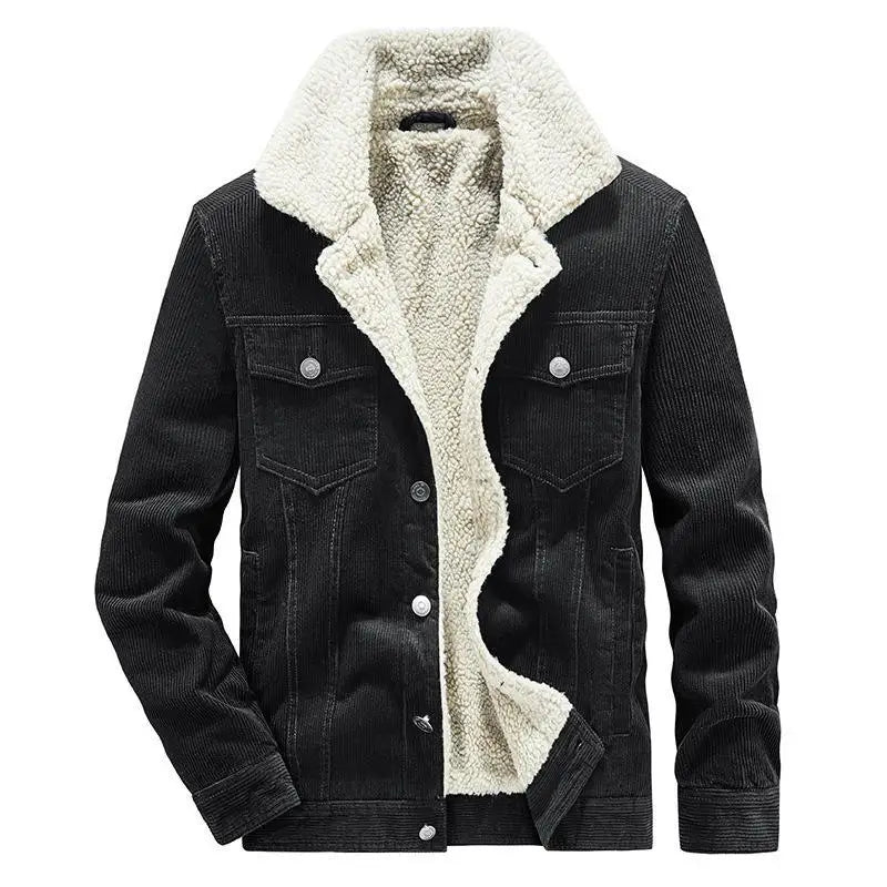 Veste-noire-sherpa-velours-cotele-avec-col
