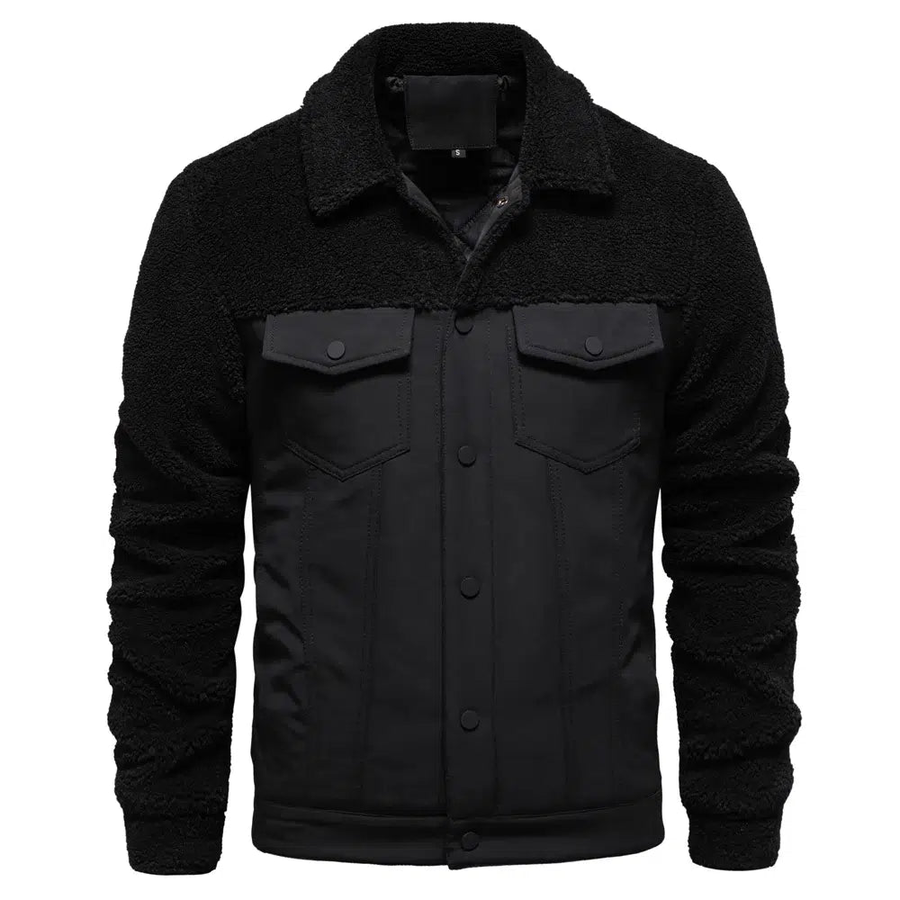 Veste-pilou-pilou-homme-noire-avec-col-epais