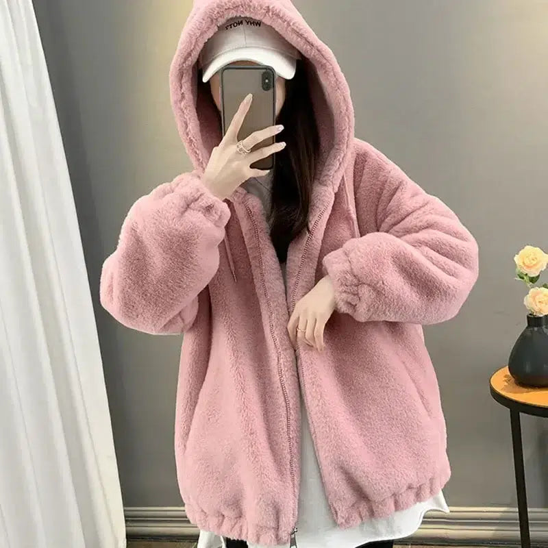 Veste-rose-moumoute-chaude