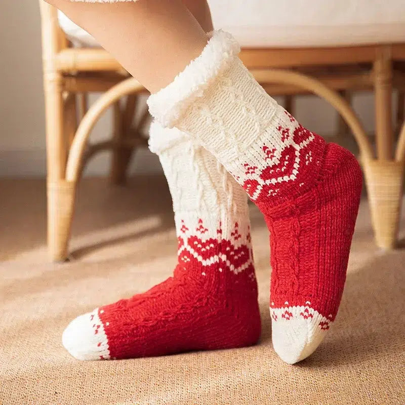 chaussette-douce-noel-rouge-et-blanc