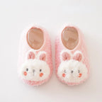 chausson-peluche-bebe-avec-lapin-en-rose